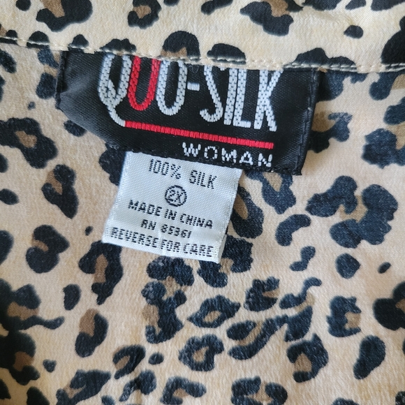 Quo-Silk Animal Print Button Down Short Sleece Shirt Blouse Women's Size 2xl - Picture 5 of 7